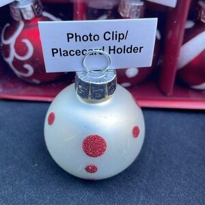 12 Holiday Ornament Photo Clips/Placecard Holders. NWOT - never used.